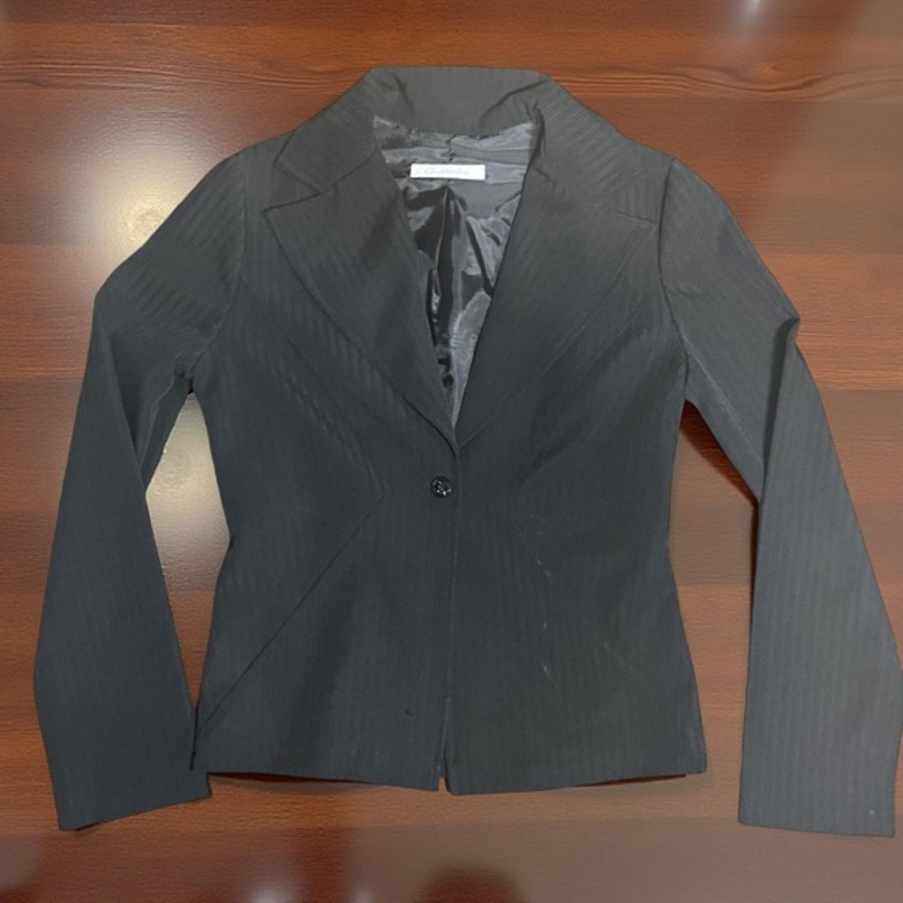 Charlotte Russe Black Pinstripe Fitted Blazer Jacket Size 7/8‎ Career Office